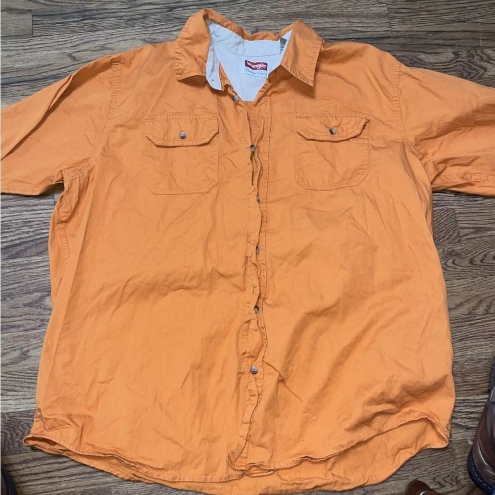 Wrangler Premium Sz XL Orange Short Sleeve Button Up Shirt